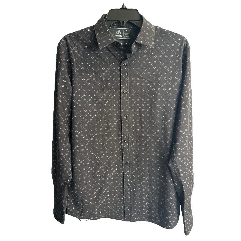 Rugby University Shirt‎ NWT Men Stretch Long Sleeve Button Up Performance Sz L